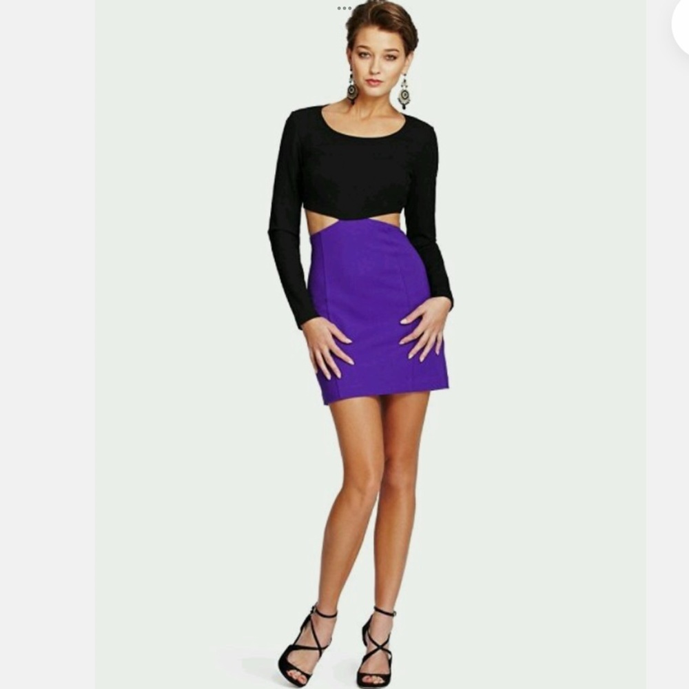 Guess by Marciano Black and Purple Pencil Skirt